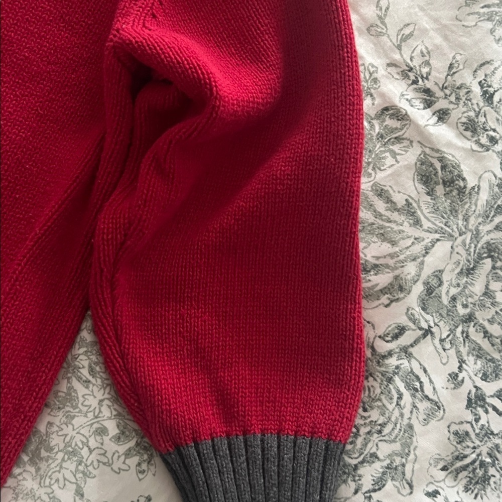Gymboree Red Sweater with Gray Trim - Picture 5 of 6